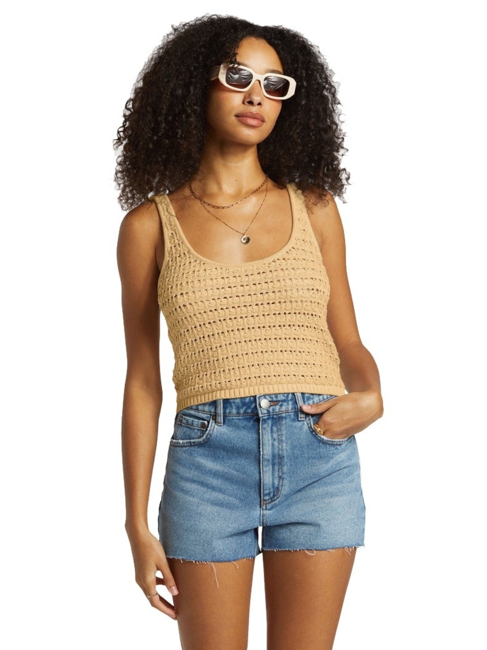 Billabong Hot Shot Crochet Cropped Tank